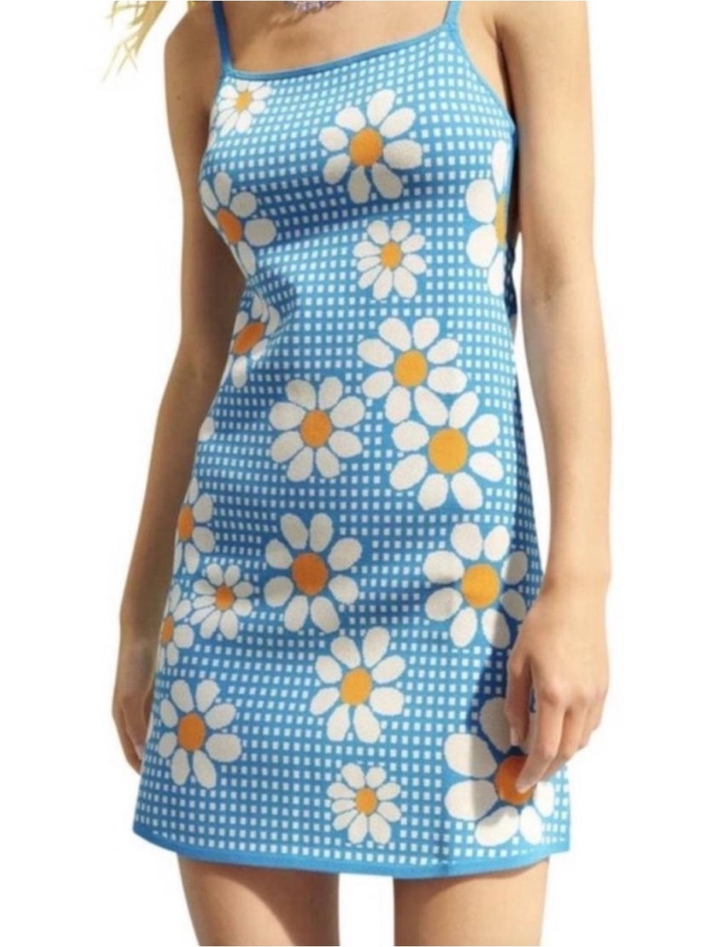 Zara Thick Knit Floral Print Strappy Mini Dress Size Small